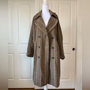 Pull&Bear Women’s Coat - Brown and Black Plaid coat size medium
